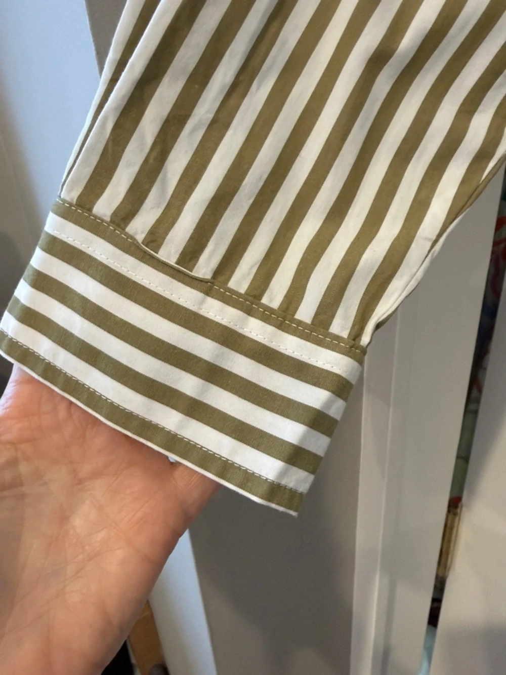 Banana Republic Factory Olive and White Striped Button-Down Shirt Dress - Picture 3 of 5